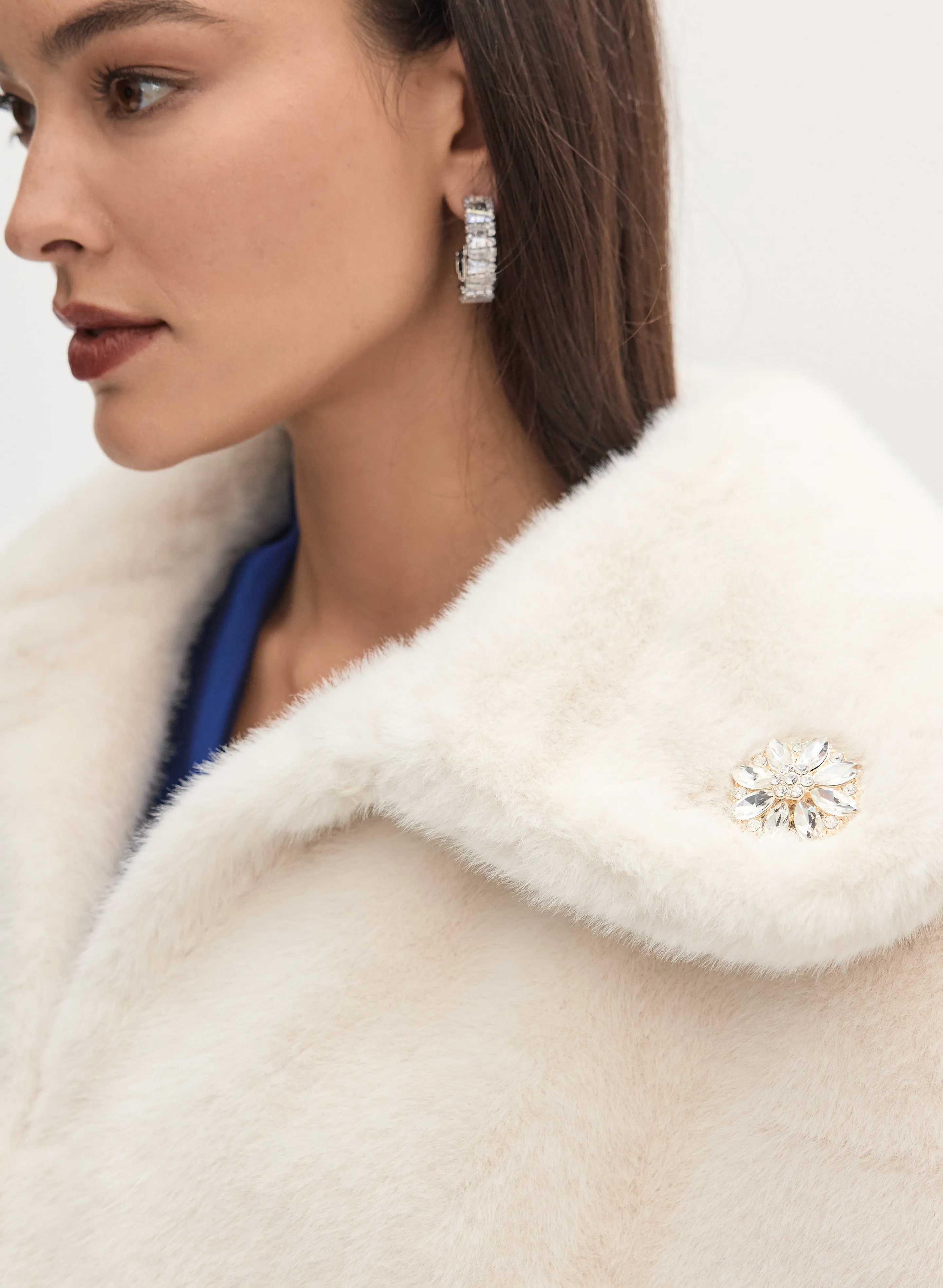 Embellished Faux Fur Cape