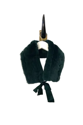 Emerald Fur Collar with Silk Tie