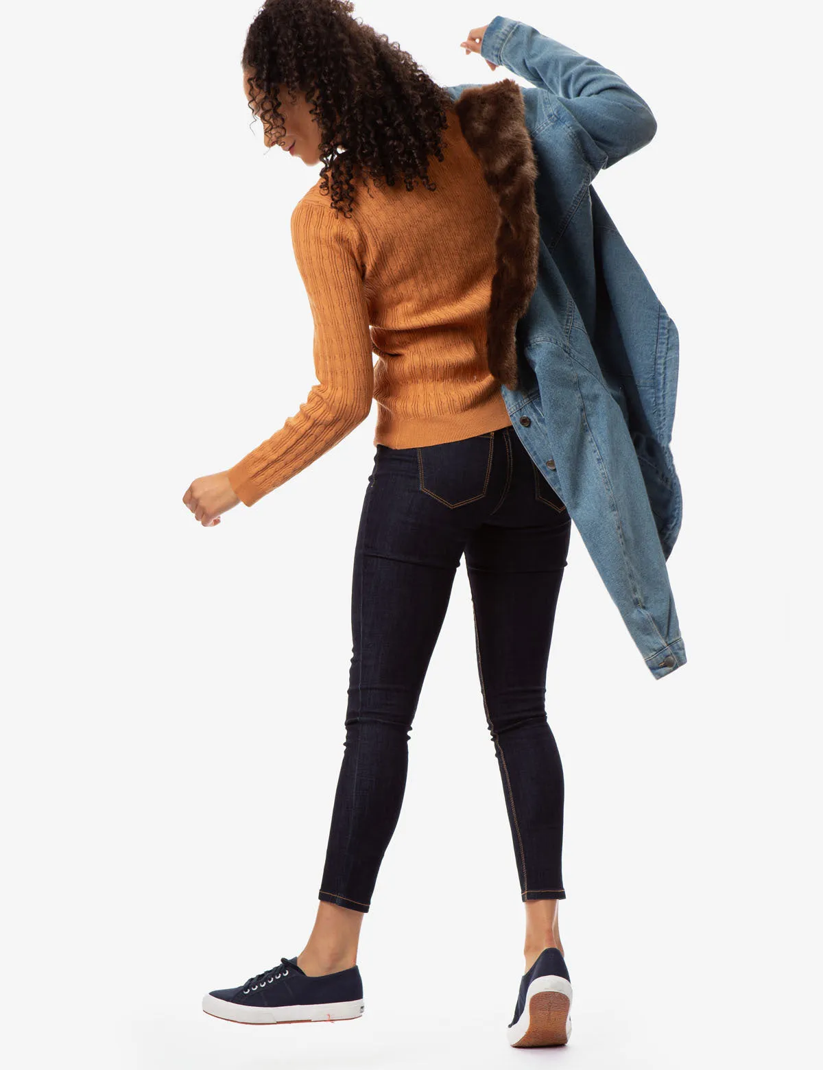 FAUX FUR COLLAR DENIM JACKET