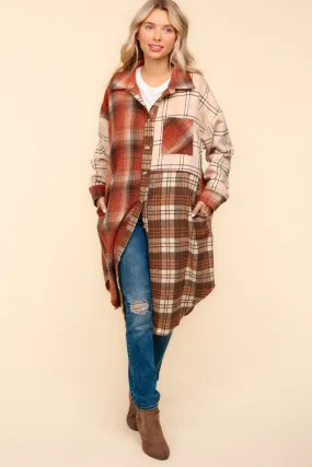 Flannel Plaid Oversized Shacket with Pockets - Haptics