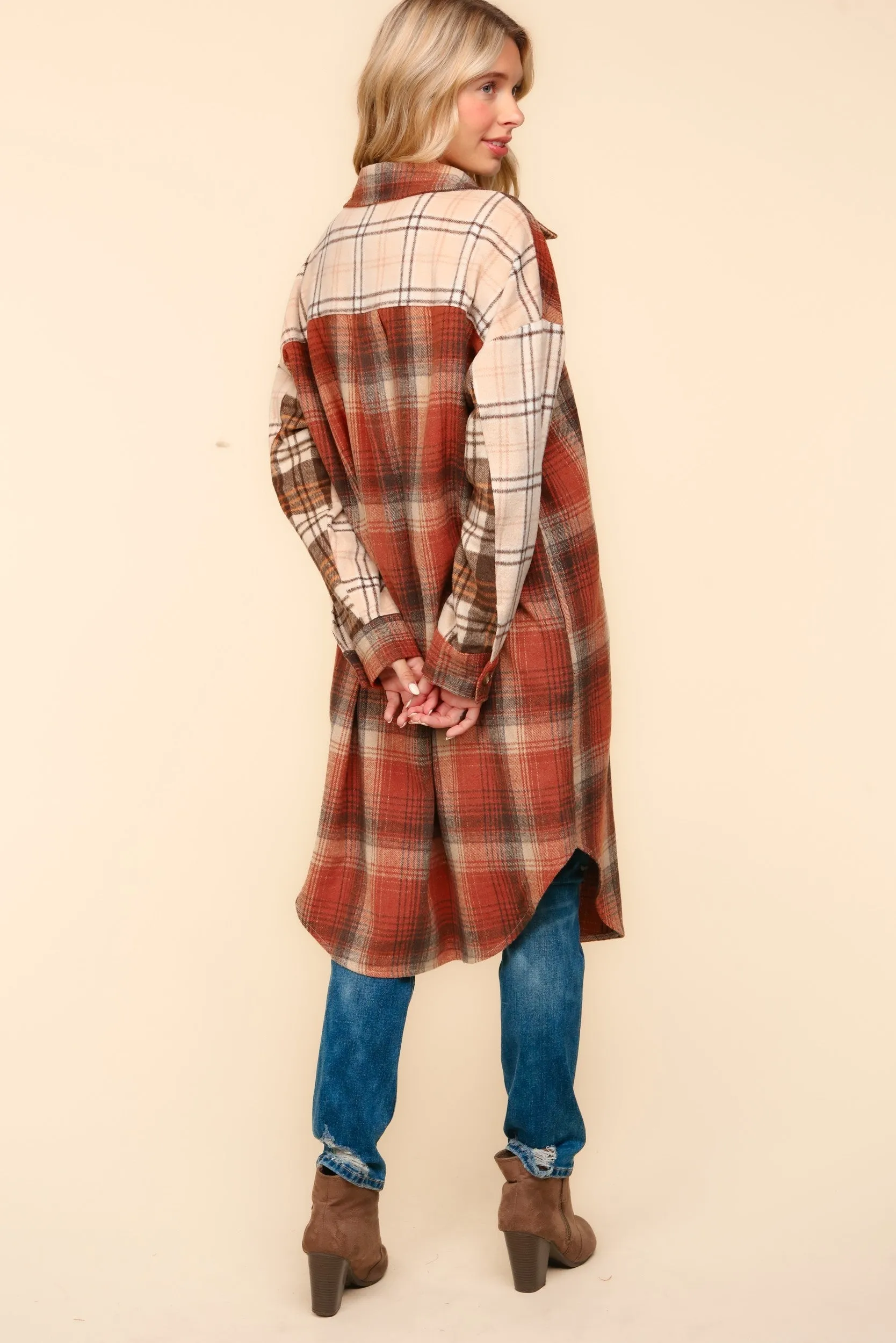 Flannel Plaid Oversized Shacket with Pockets - Haptics