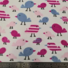 Fleece And Fur Patterned Fleece Birds on White PPF/BIRD