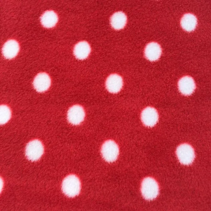 Fleece And Fur Patterned Fleece Red & White Spot