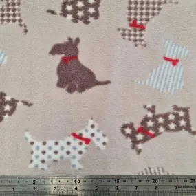 Fleece And Fur Patterned Fleece Scottie Dog Fleece on Beige