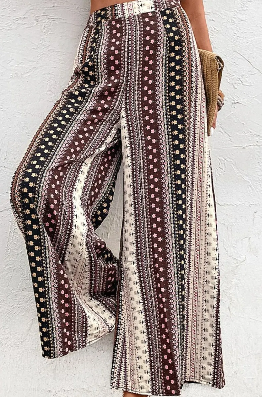 Floral High Waist Wide Leg Pants