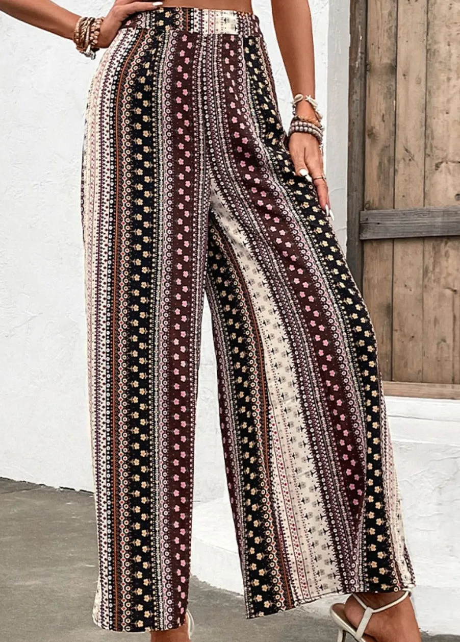 Floral High Waist Wide Leg Pants