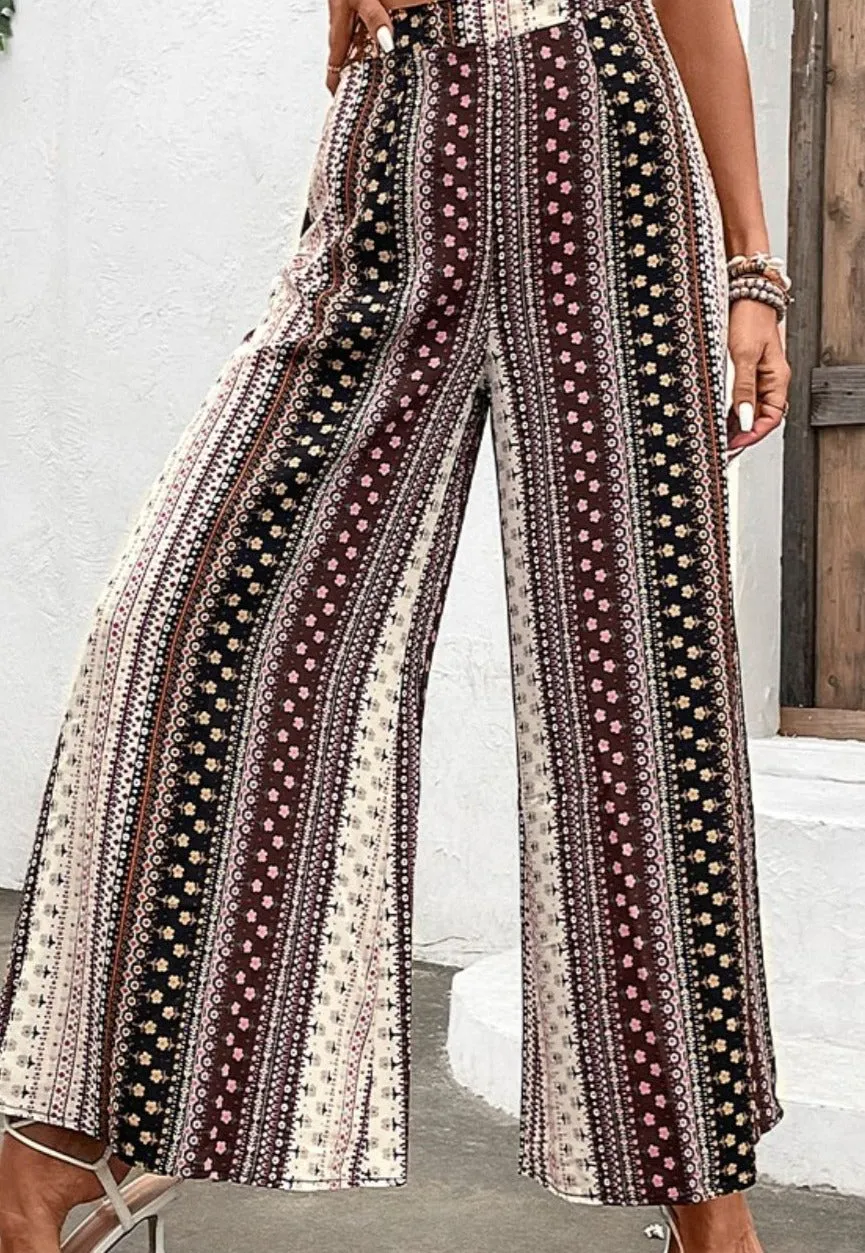 Floral High Waist Wide Leg Pants