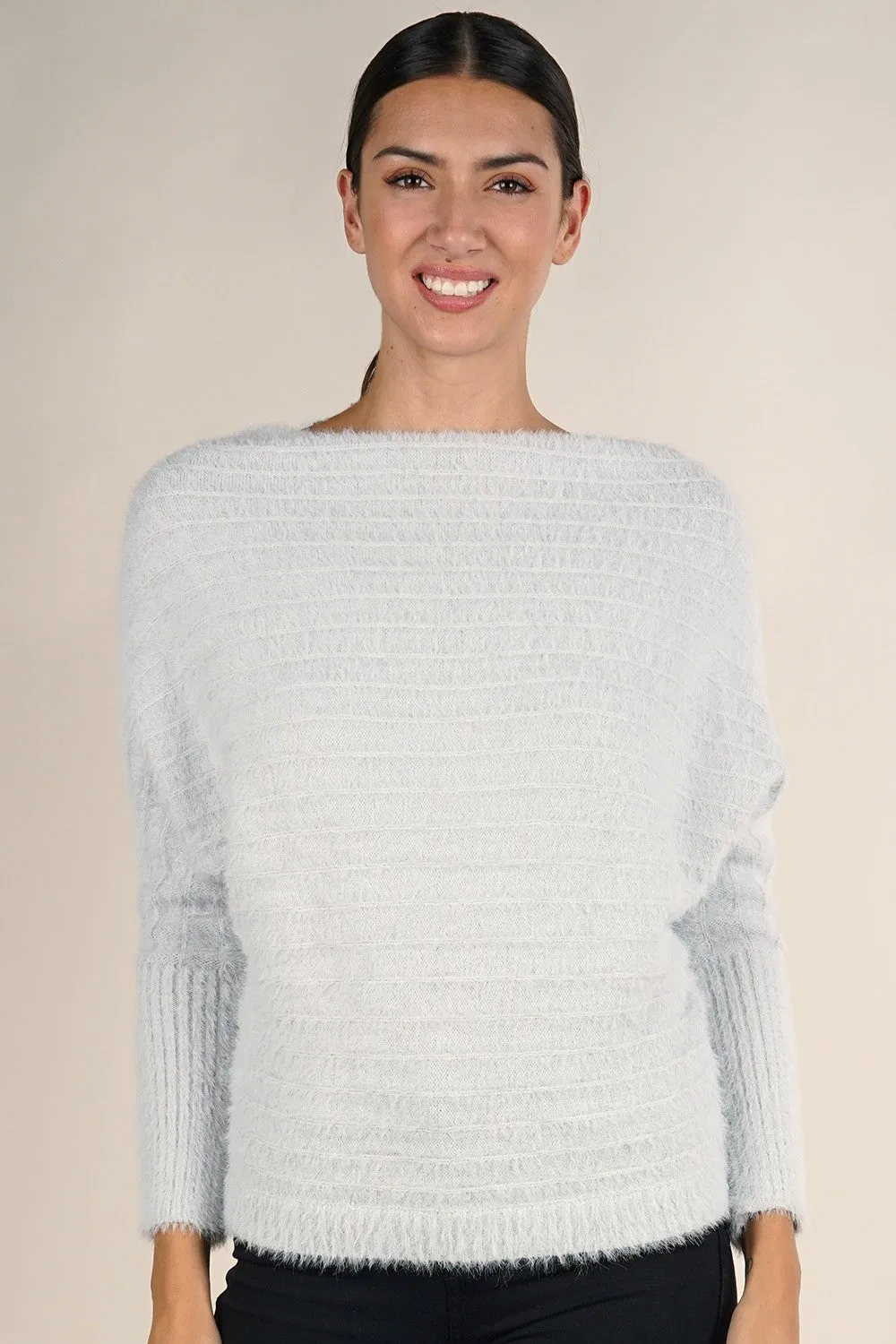 Fuzzy Slouchy Boat Neck Sweater