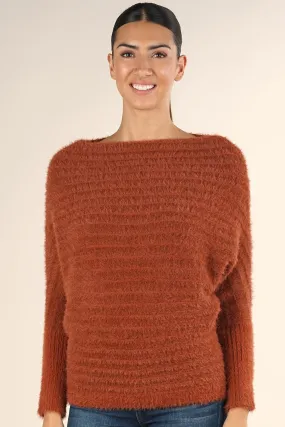 Fuzzy Slouchy Boat Neck Sweater