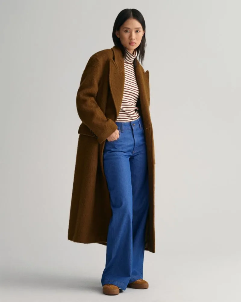 Gant Apparel Womens SLIM STRIPED RIBBED TURTLENECK 268/WEATHERED BROWN