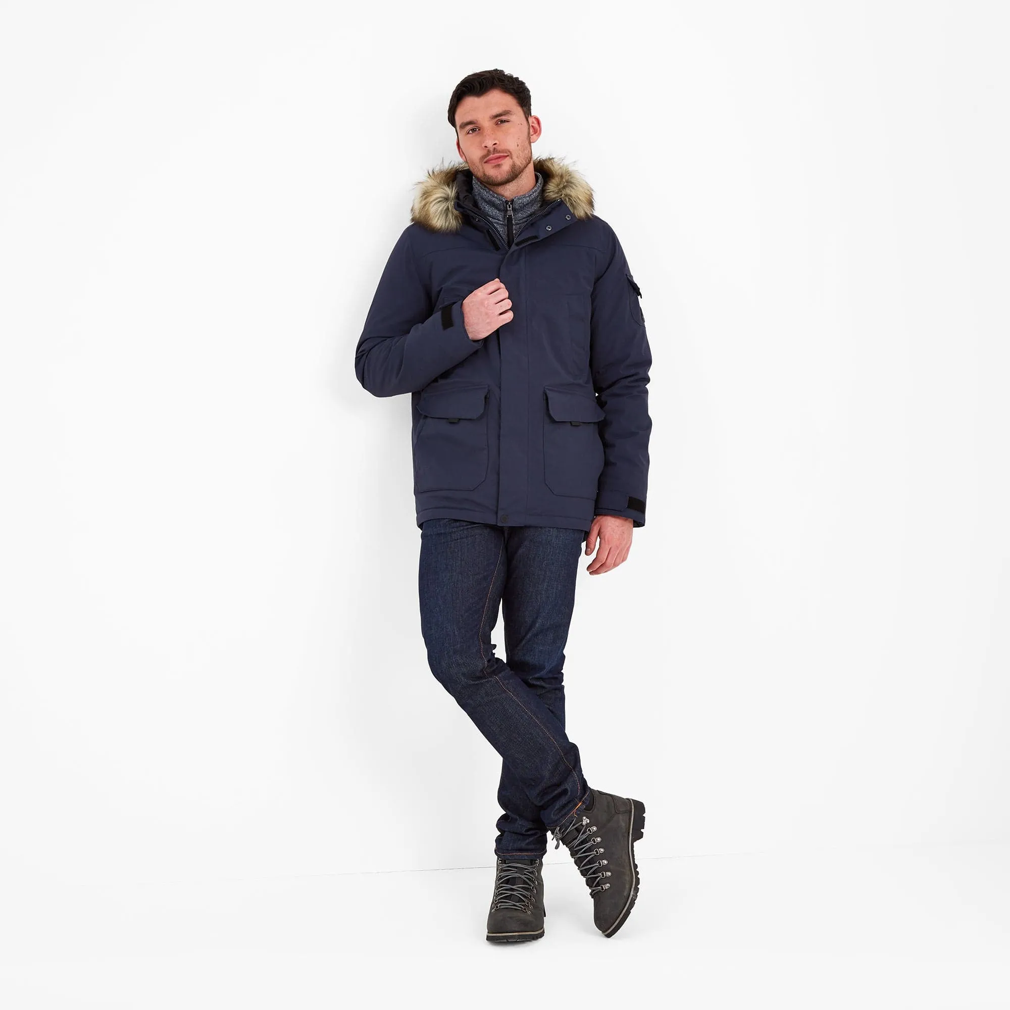 Garrick Mens Waterproof Parka - Dark Indigo