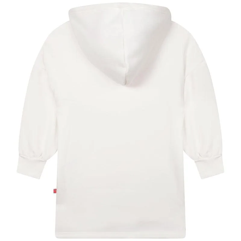 Girls White Fleece Hooded Dress