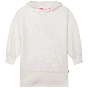 Girls White Fleece Hooded Dress