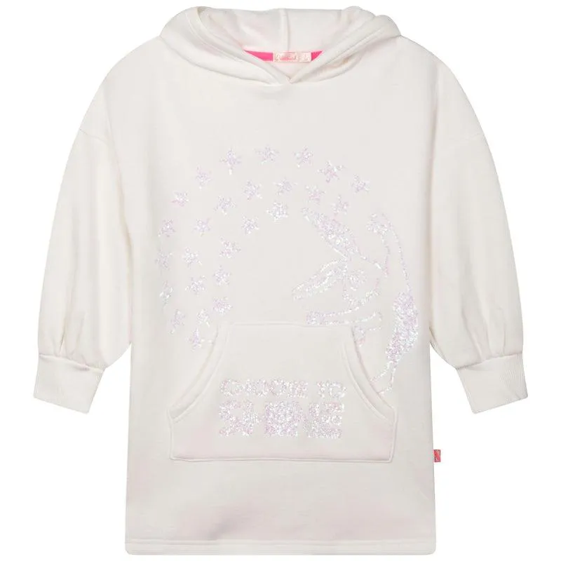 Girls White Fleece Hooded Dress