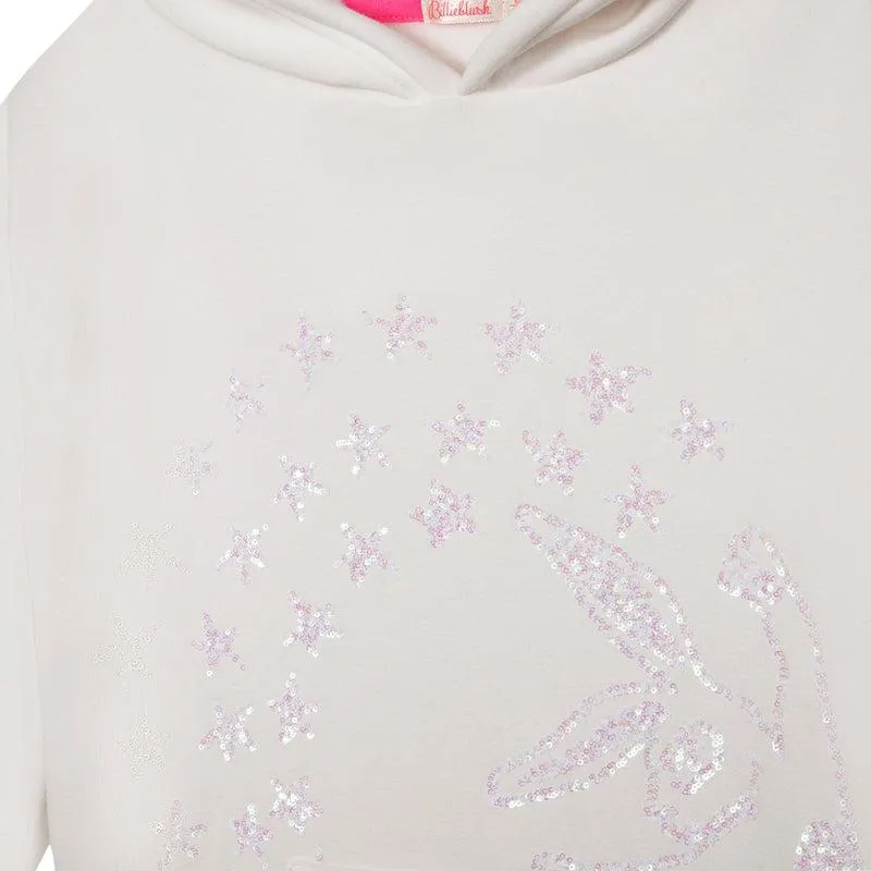 Girls White Fleece Hooded Dress