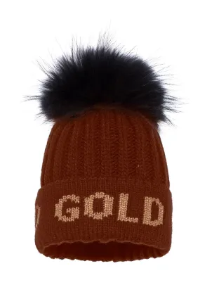 Goldbergh Hodd Brown Faux Fur Pom Pom Hat