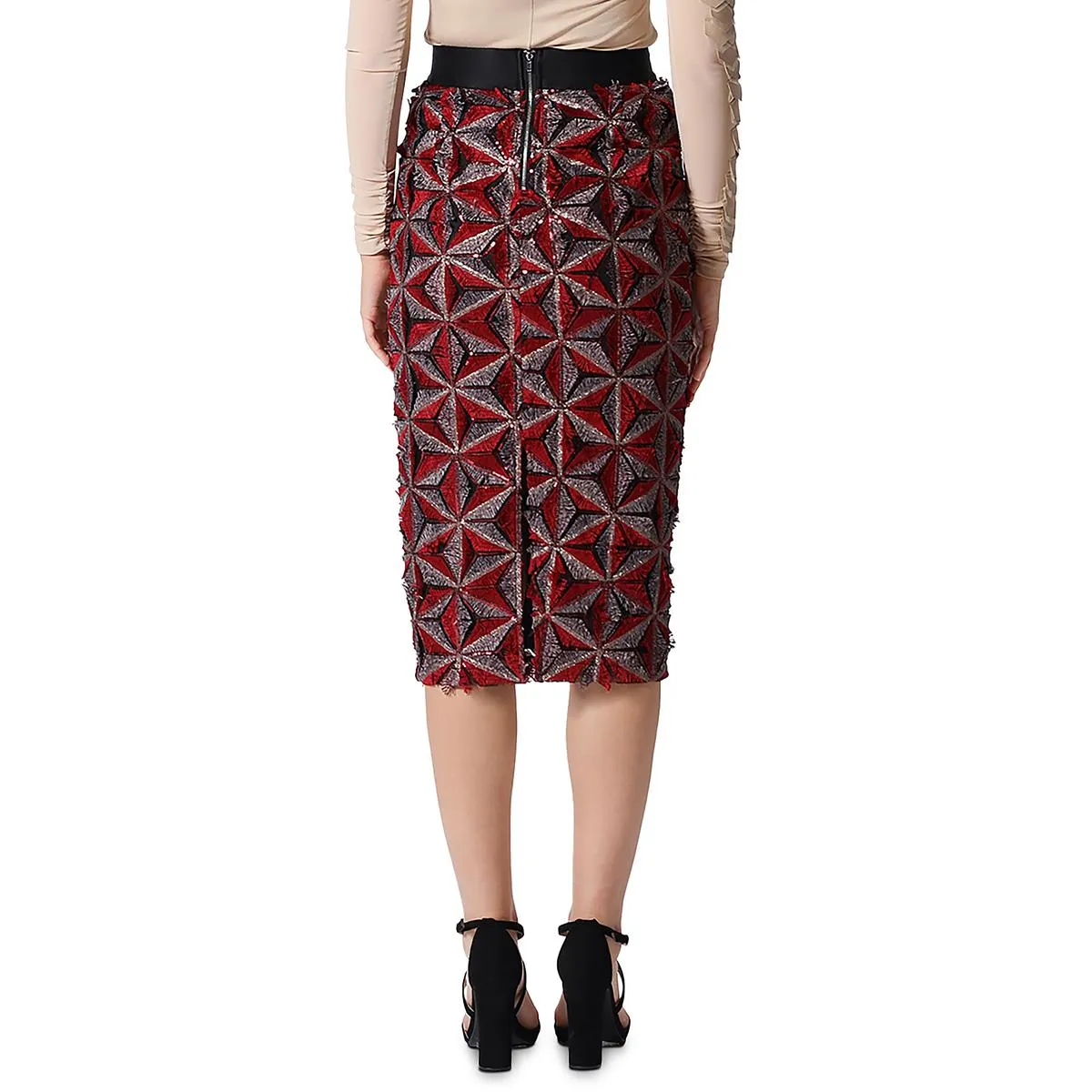 Gracia Womens Textured Sequin Pencil Skirt