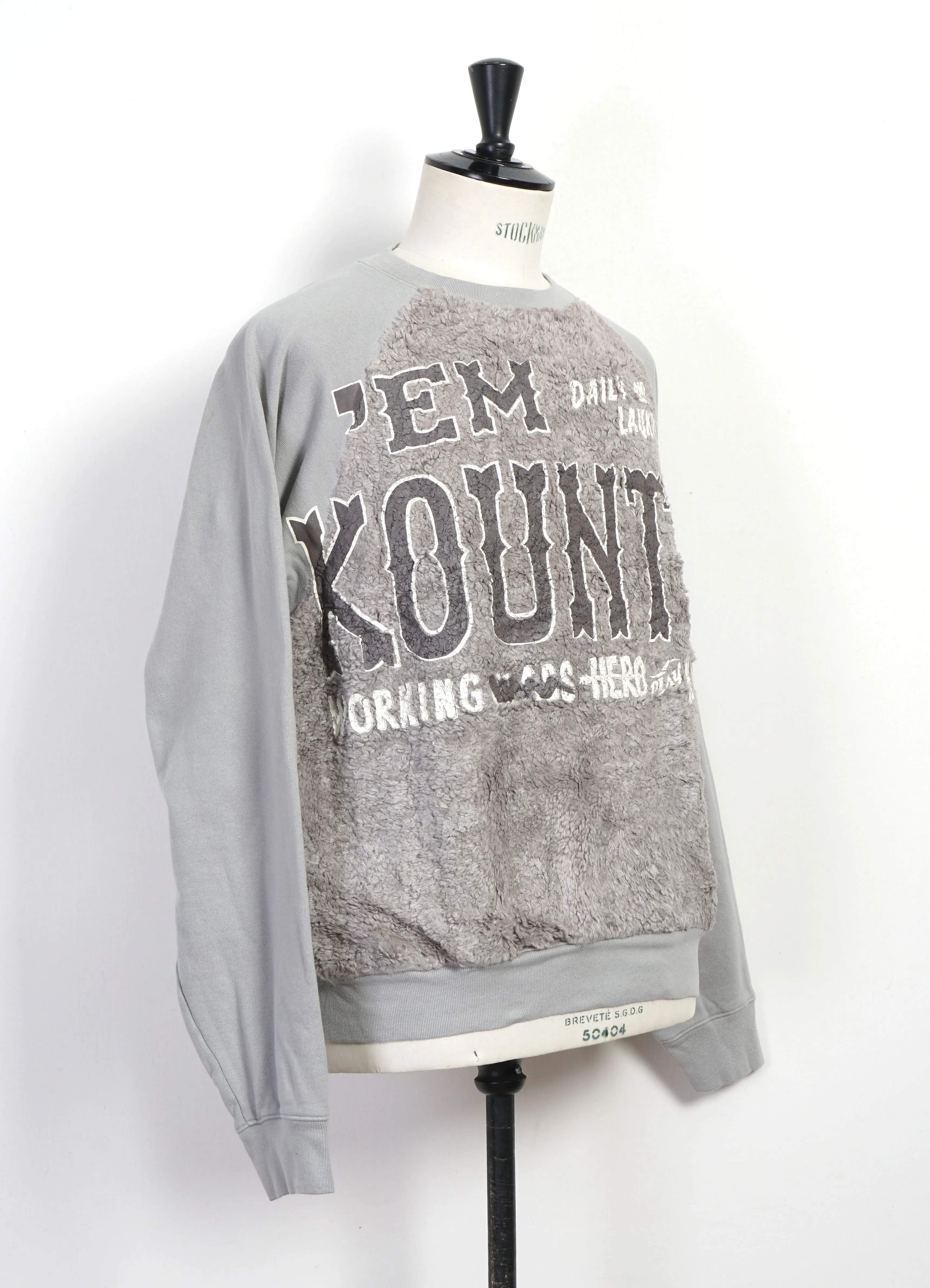 GRIZZLY SWT | Knit & Fur Crewneck Sweater | Grey