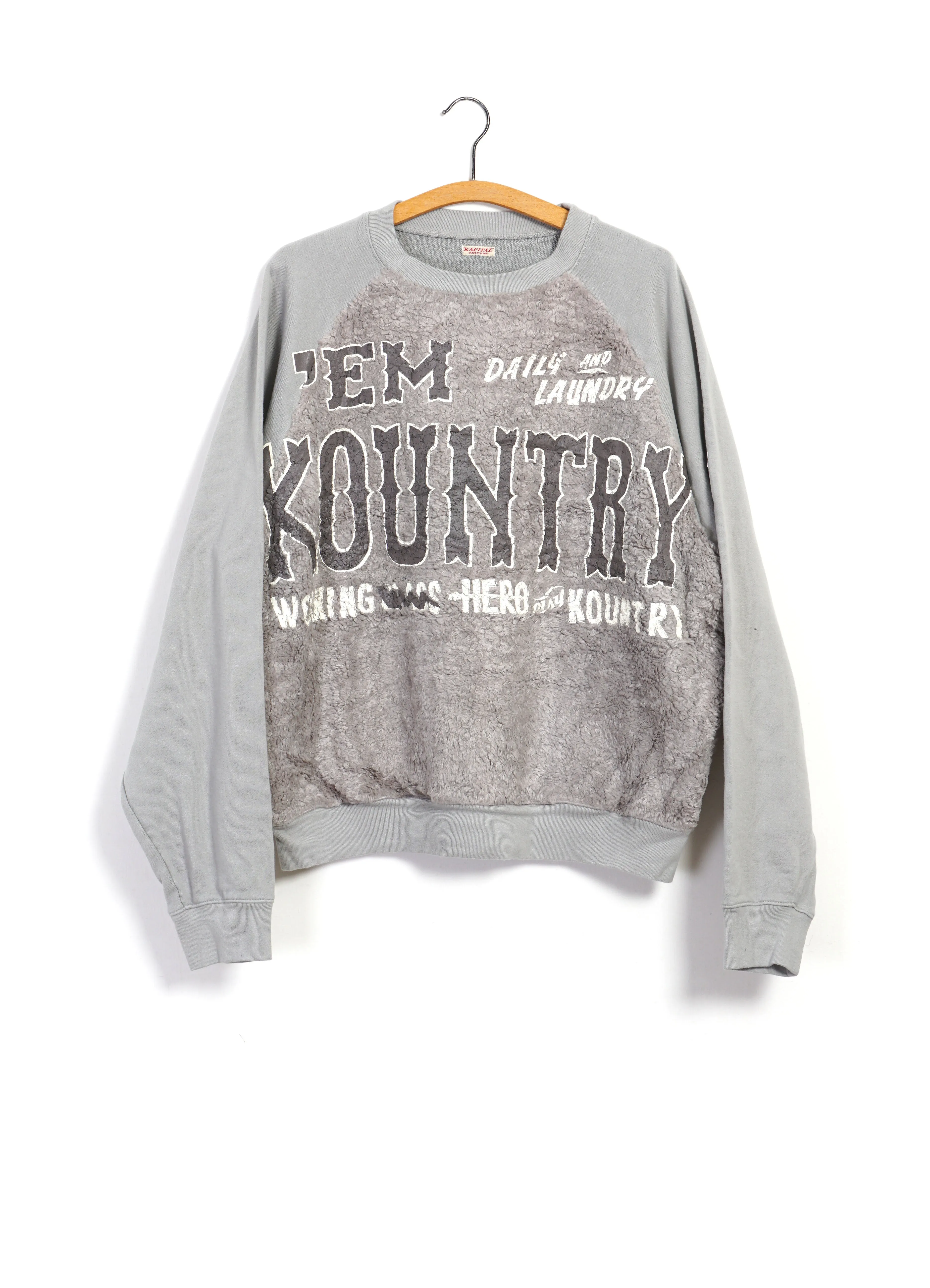GRIZZLY SWT | Knit & Fur Crewneck Sweater | Grey