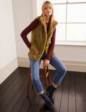 Haddon Faux Fur Gilet-Camel
