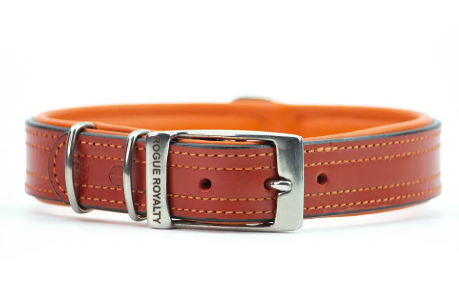Hand Made Leather Dog Collar - Tuscan Orange (Slim Fit)