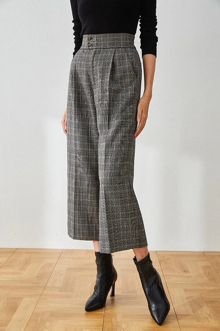 Hazel High-Waist Checkered Pants