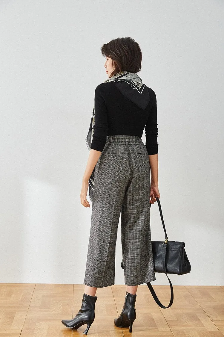 Hazel High-Waist Checkered Pants