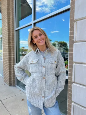Heather Grey Cross Stitch Shacket