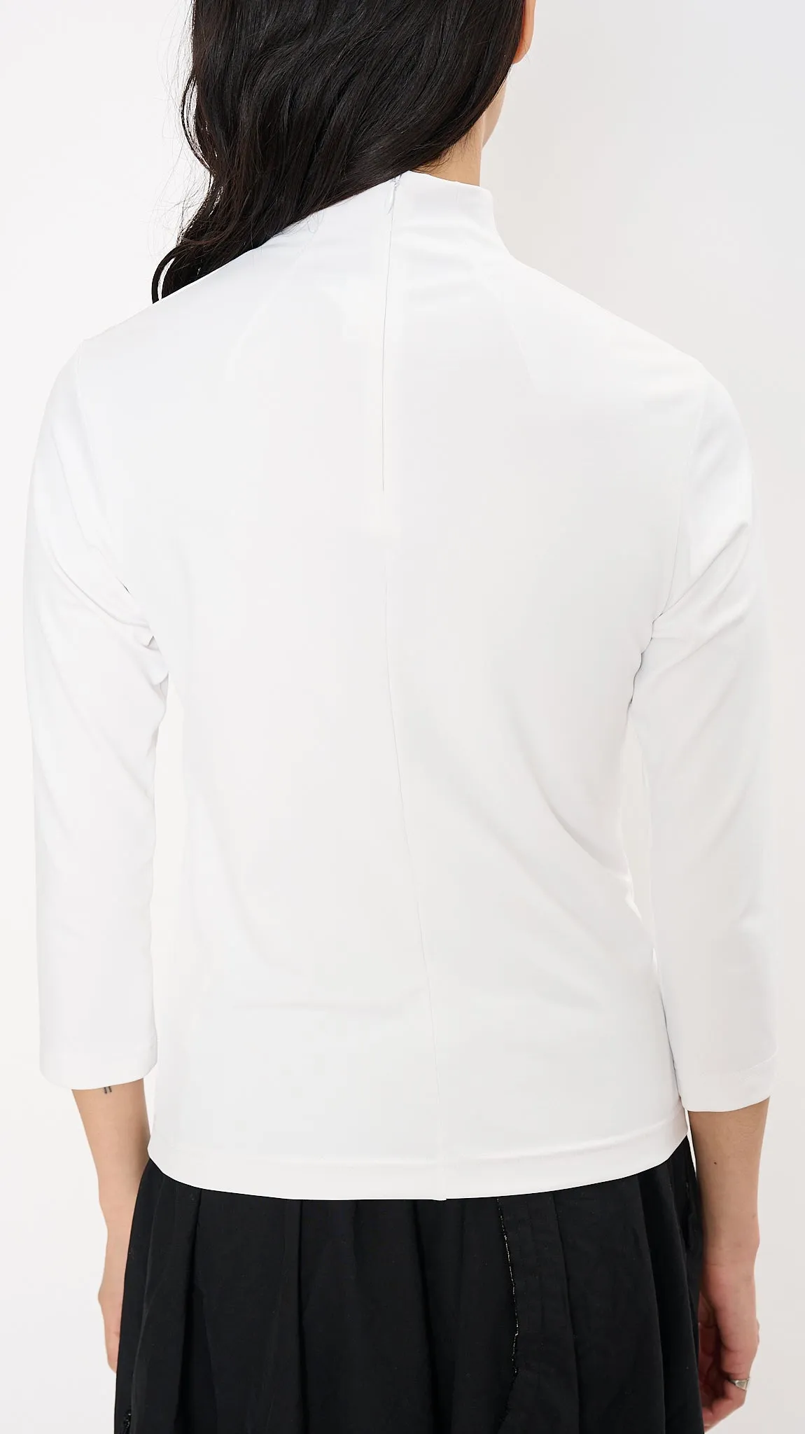 High Neck Zip Top in White
