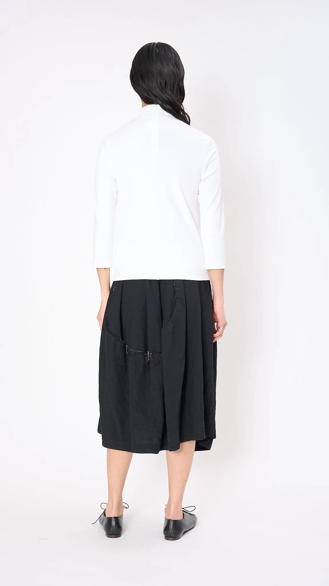 High Neck Zip Top in White