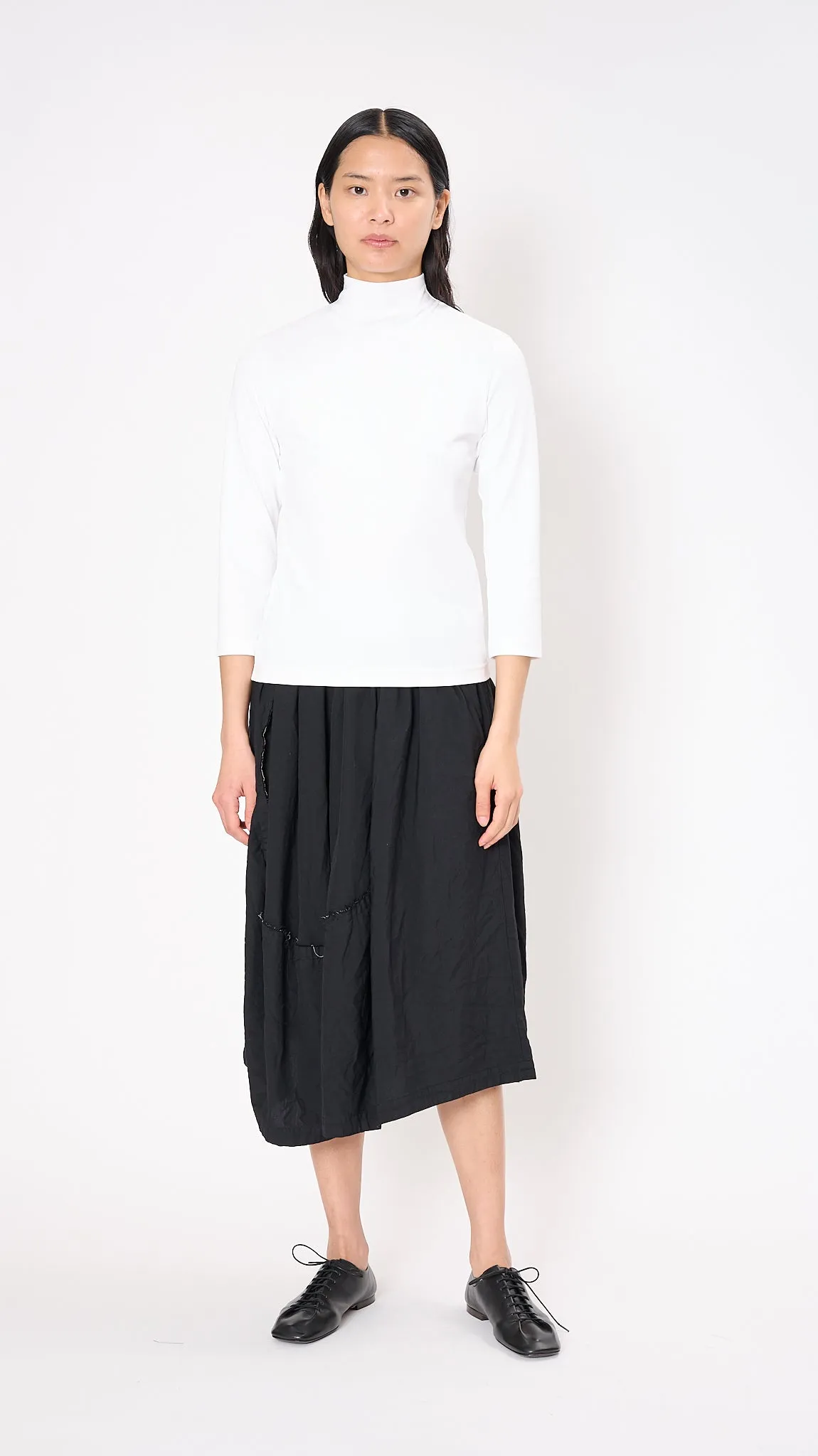High Neck Zip Top in White