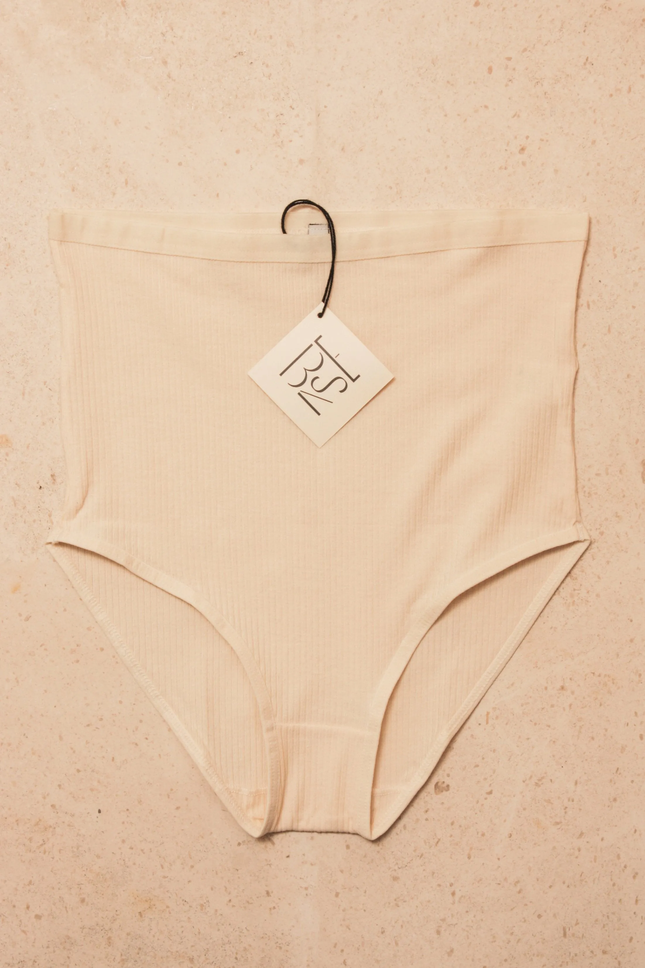 High Waist Bell Pants Cotton Rib