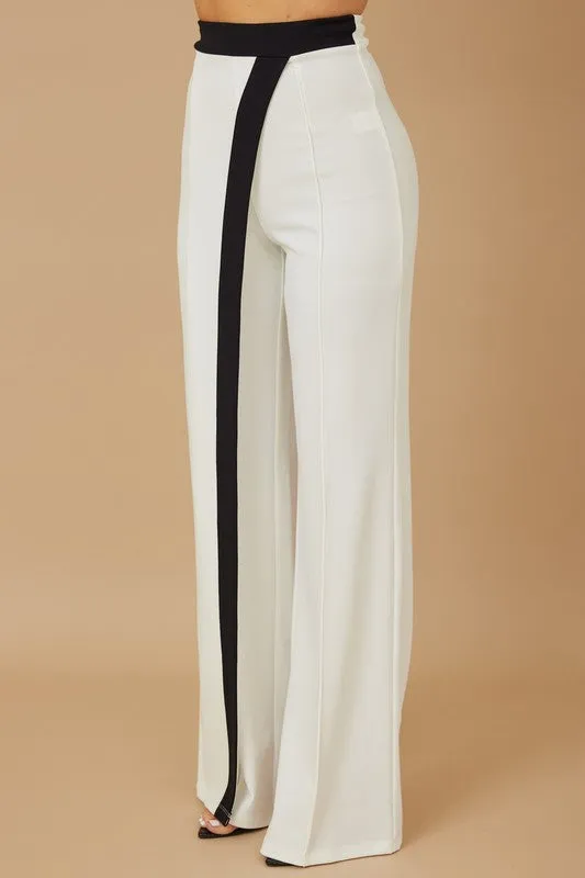 High Waist Color Block Pants