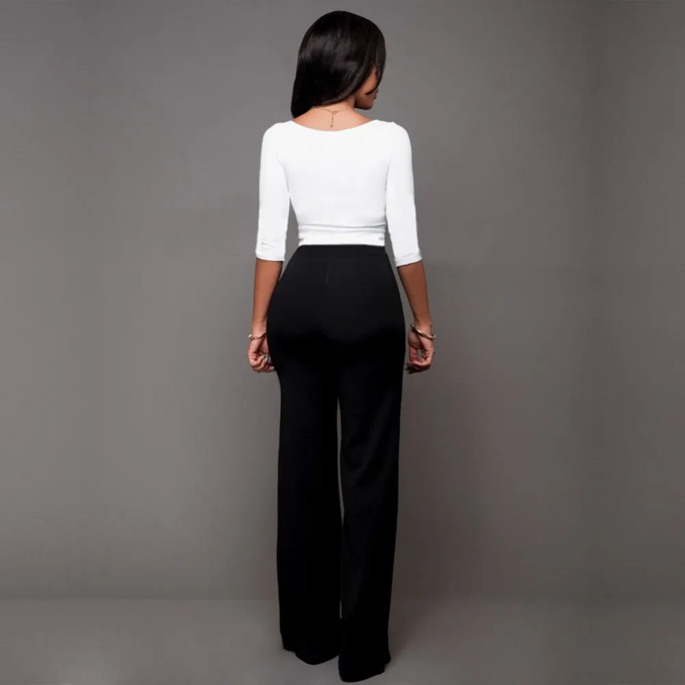High Waist Pants with Botton Decor