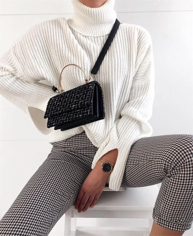 High Waist Plaid Trousers
