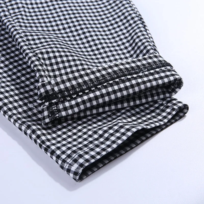 High Waist Plaid Trousers