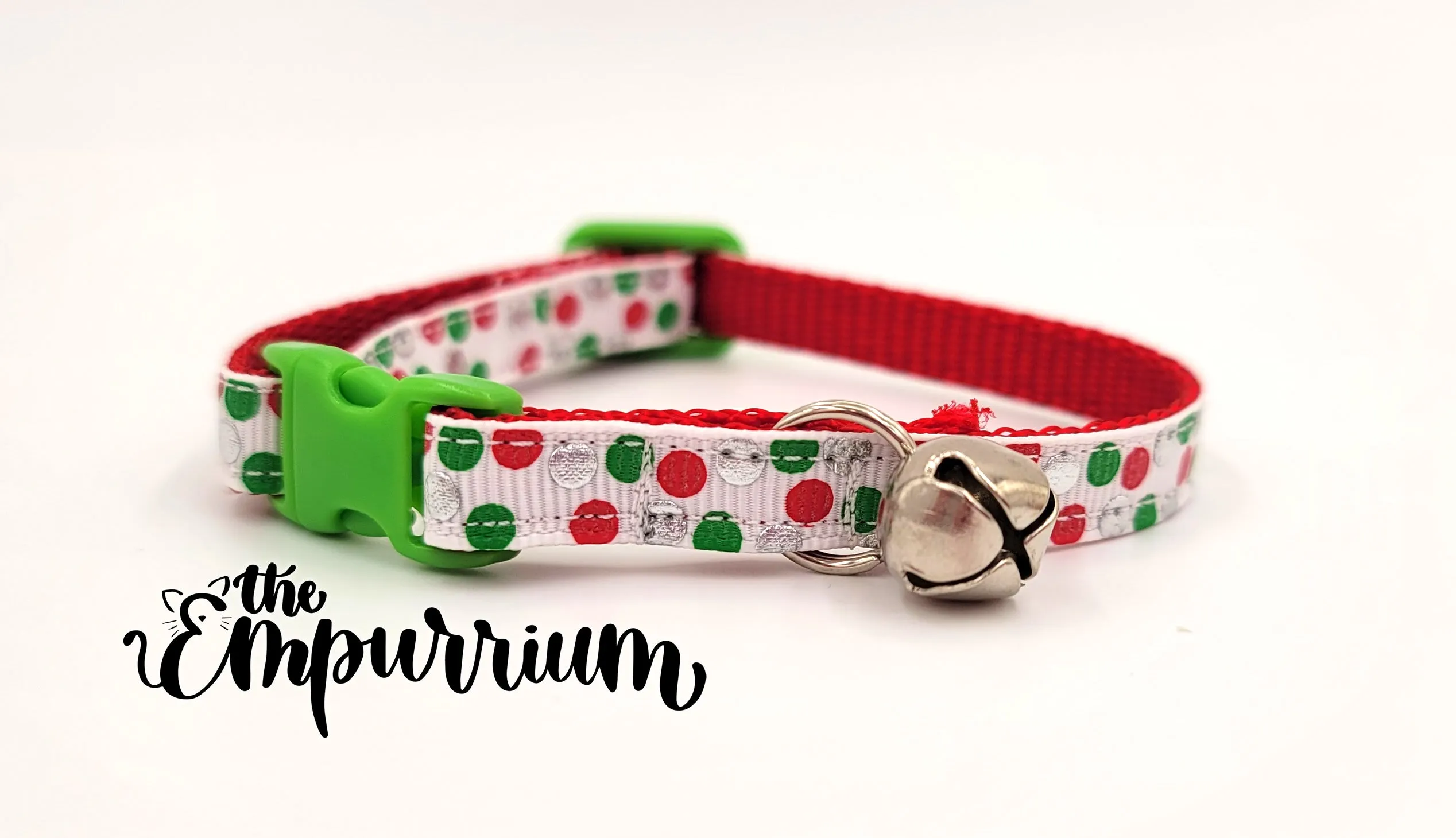 Holiday Cat Collar - Christmas Polka Dots - Red/Green
