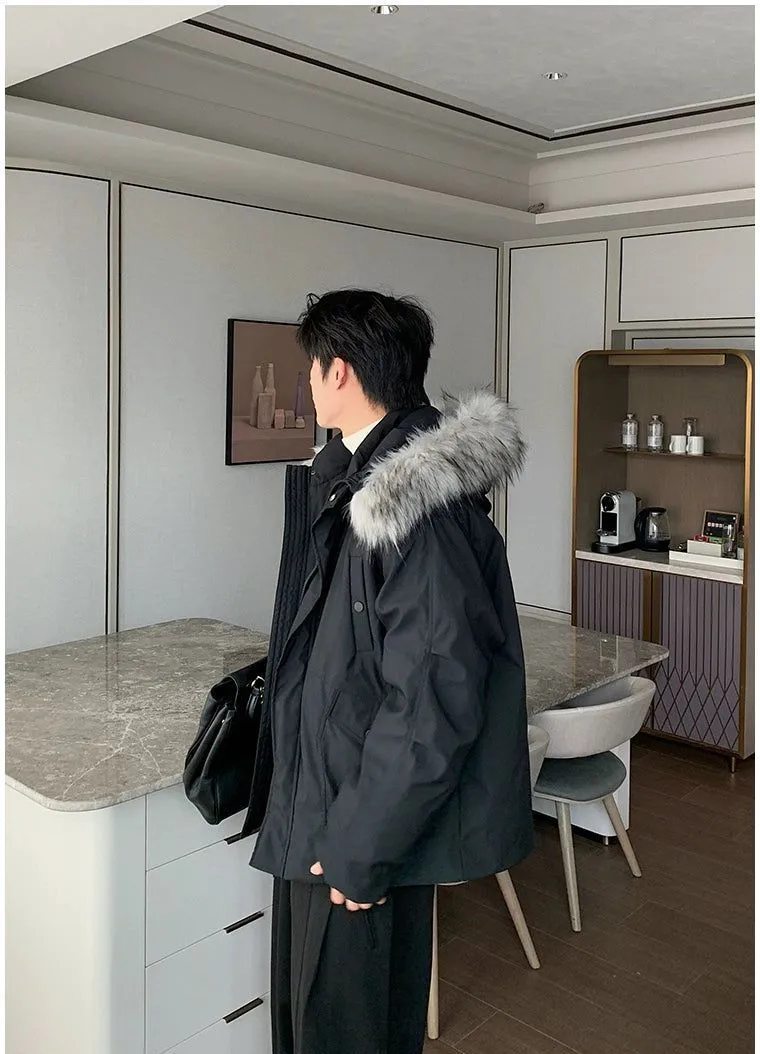Hua Faux Fur Collar Windbreaker Down Jacket