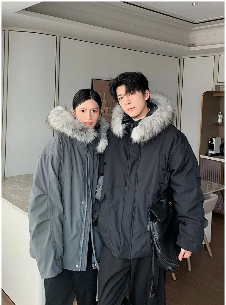 Hua Faux Fur Collar Windbreaker Down Jacket