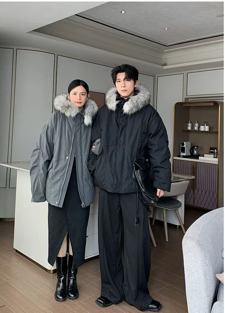 Hua Faux Fur Collar Windbreaker Down Jacket