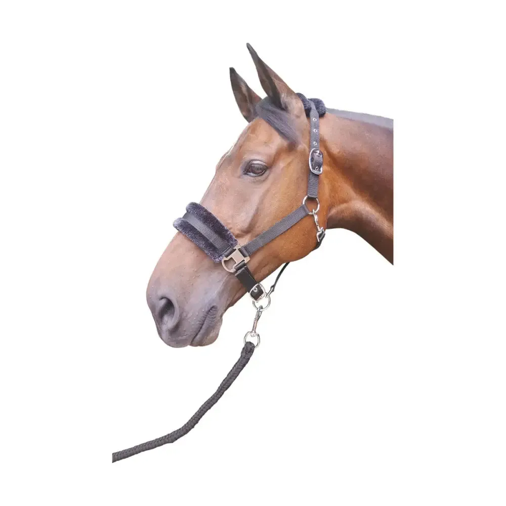 Hy Equestrian Faux Fur Padded Head Collar with Lead Rope