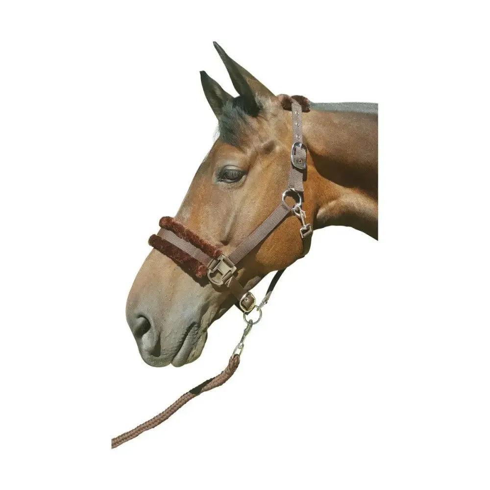 Hy Equestrian Faux Fur Padded Head Collar with Lead Rope
