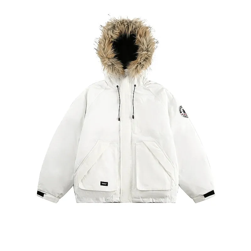 Insulated Hooded Parka with Fur Collar