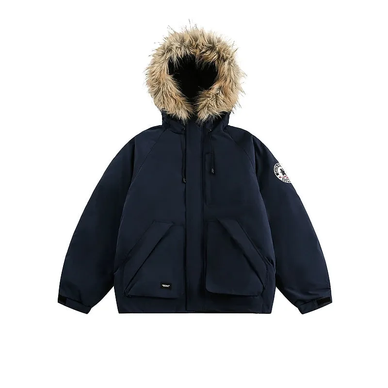 Insulated Hooded Parka with Fur Collar