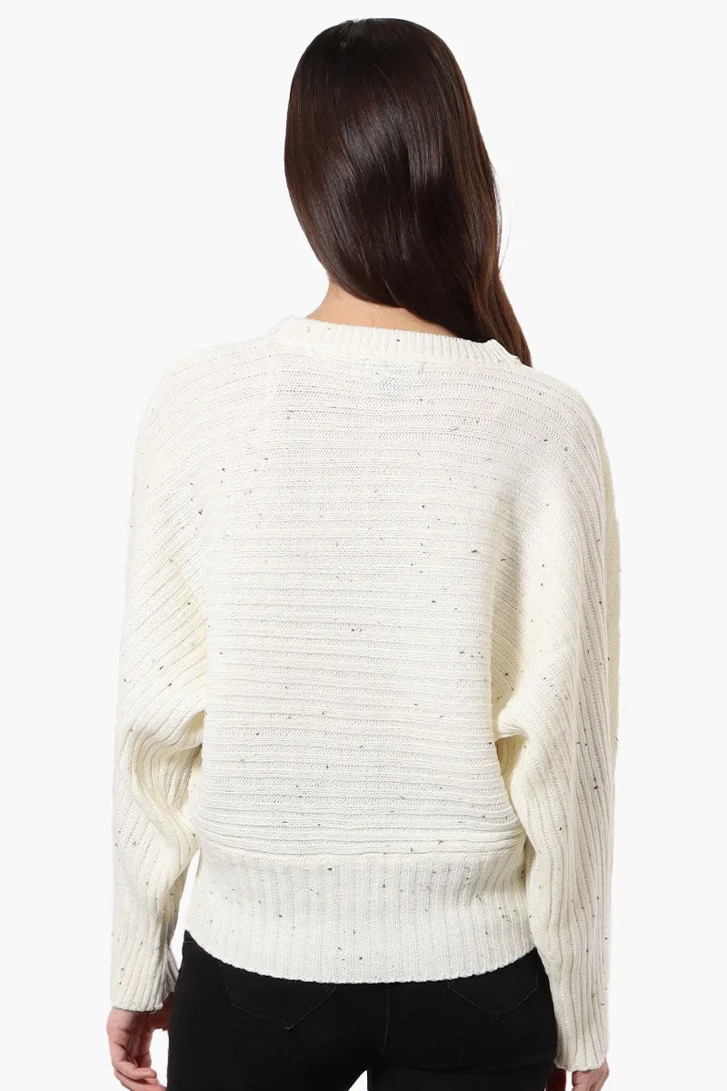 International INC Company Button Shoulder Pullover Sweater - Cream