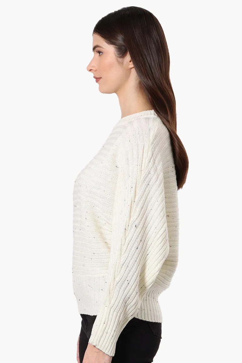 International INC Company Button Shoulder Pullover Sweater - Cream