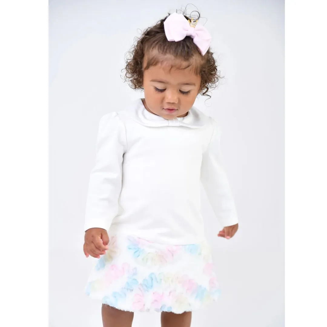 Ivory 'Frances' Fur Trim Baby Dress