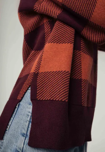 Jacquard Strickpullover FAIZA rosine / mahagoni | MELAWEAR