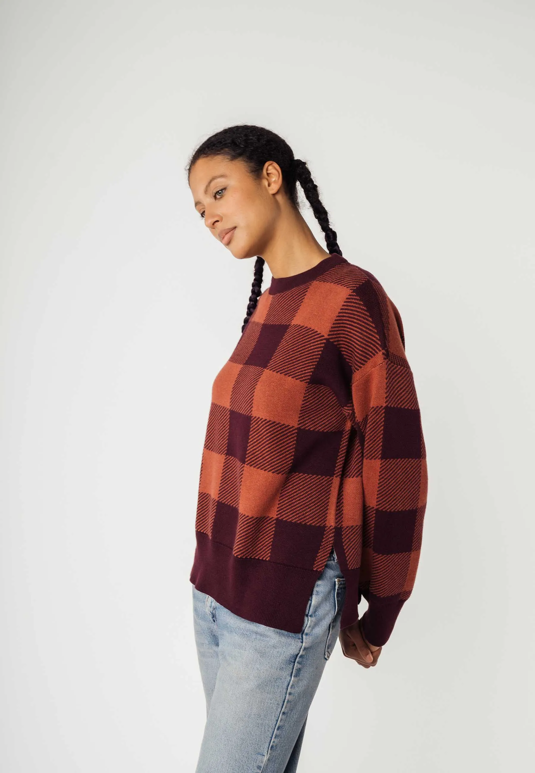 Jacquard Strickpullover FAIZA rosine / mahagoni | MELAWEAR