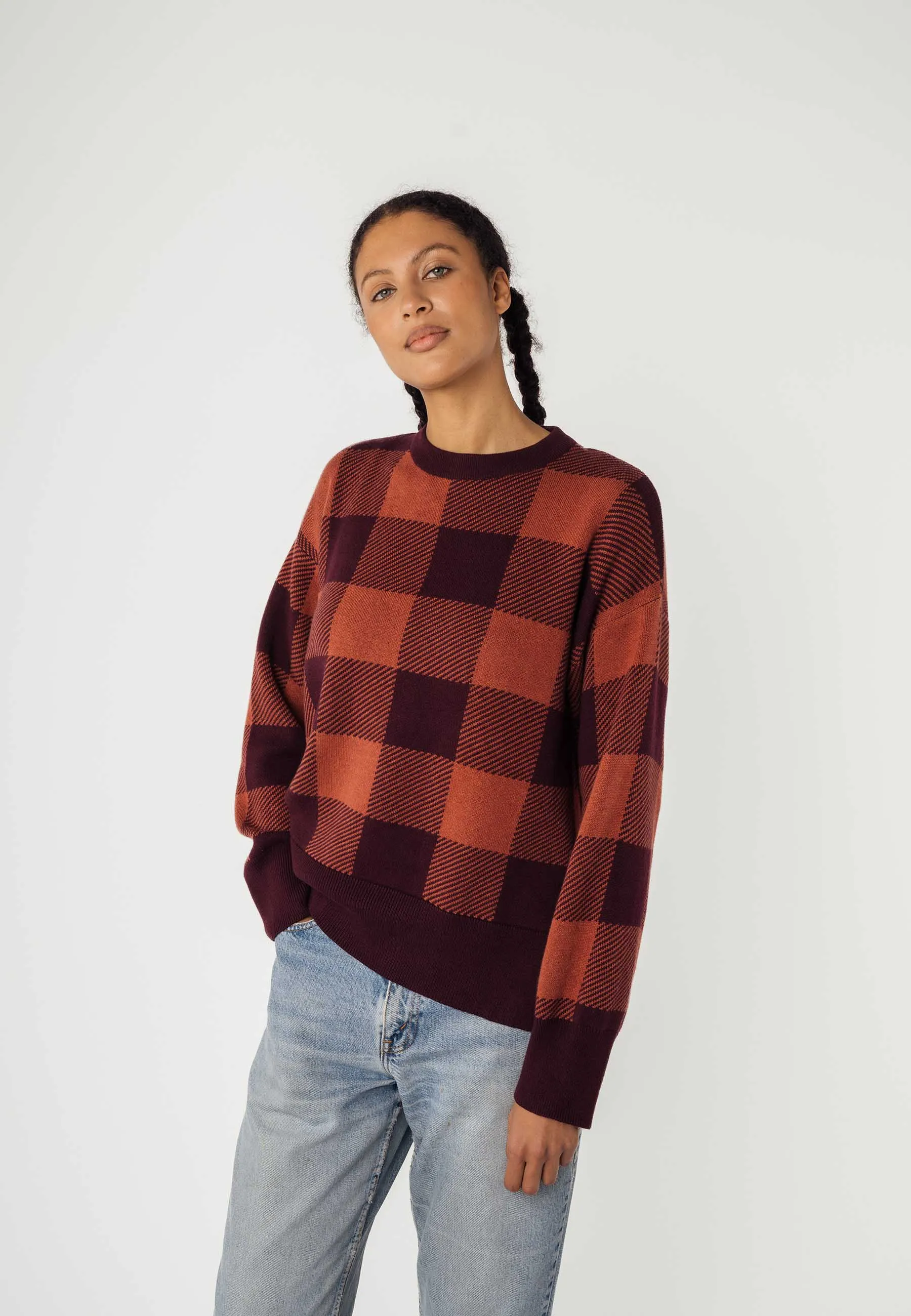 Jacquard Strickpullover FAIZA rosine / mahagoni | MELAWEAR